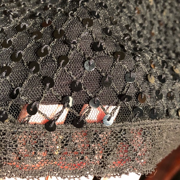 Rebecca Taylor y2k 100% silk sequin skirt black 6 - Picture 2 of 3